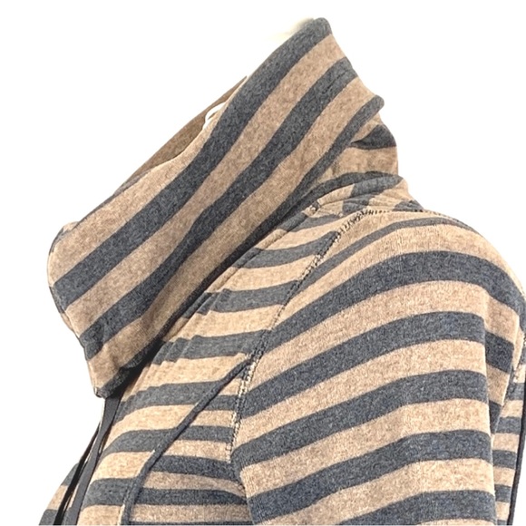 Calvin Klein Velour Striped Drawstring Turtleneck Zip Up Jacket size X-Small - Picture 5 of 16
